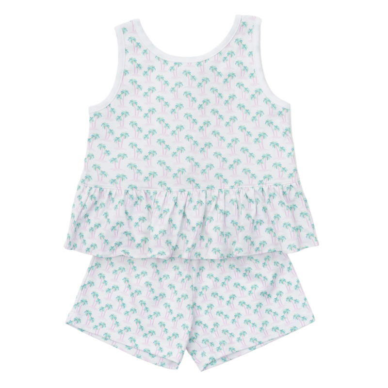 Lila + Hayes Lila + Hayes Poppy Short Set - Palm Tree Isle Pink