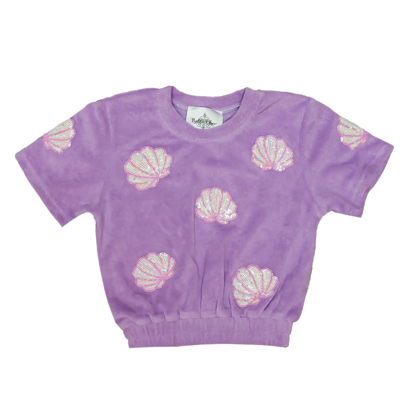 Belle Cher Belle Cher Lavender Terry Cloth Seashell Top
