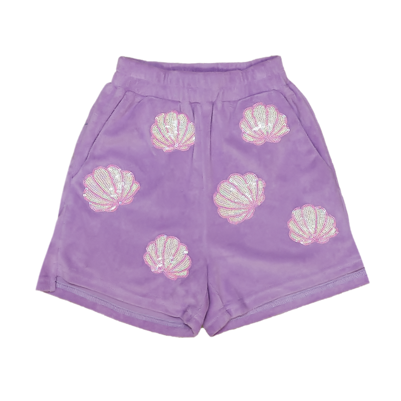 Belle Cher Belle Cher Lavender Terry Cloth Seashell Shorts