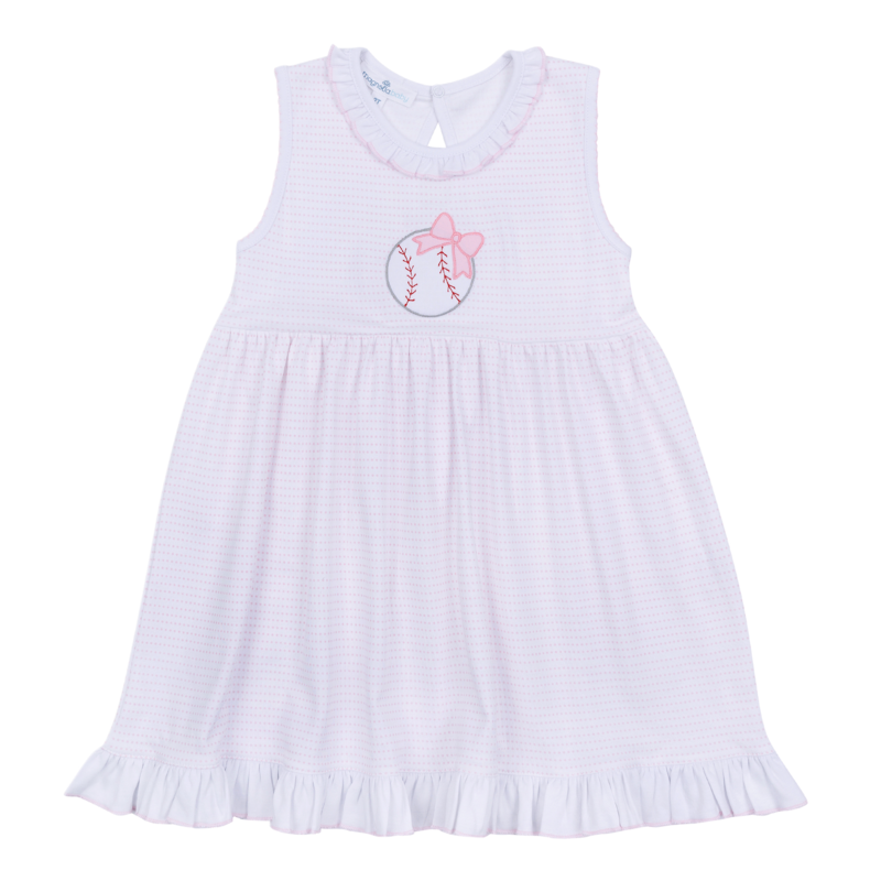 Magnolia Baby Magnolia Baby Pink Tiny Slugger Applique Flutters Dress