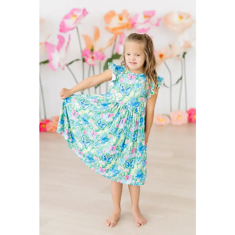 Mila & Rose Mila & Rose Watercolor Butterflies Flutter Twirl Dress