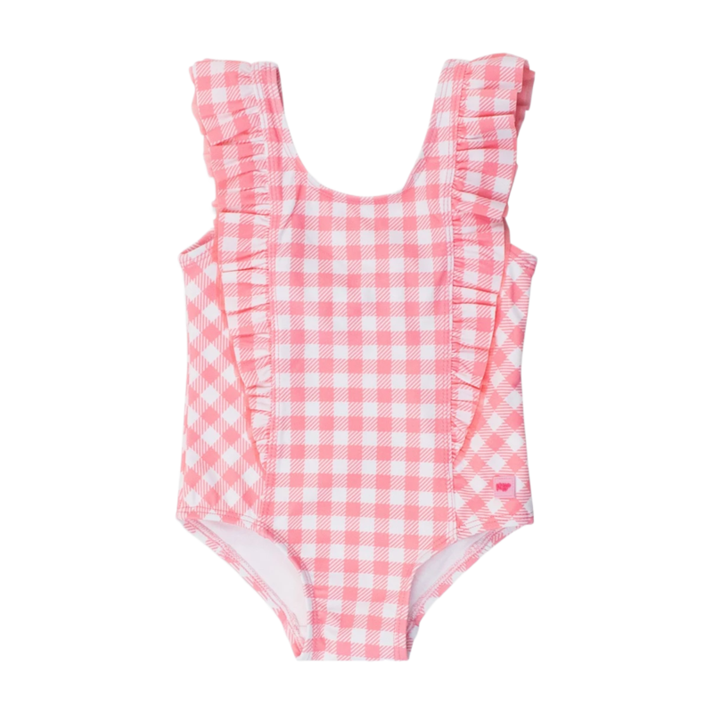 RuffleButts Bubblegum Gingham Waterfall 1pc