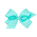 Wee Ones Wee Ones Medium New Aqua Scallop Edge Bow