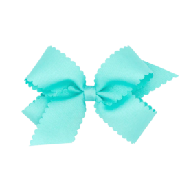 Wee Ones Wee Ones Medium New Aqua Scallop Edge Bow