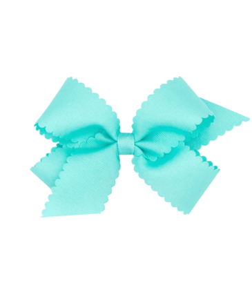 Wee Ones Wee Ones Medium New Aqua Scallop Edge Bow