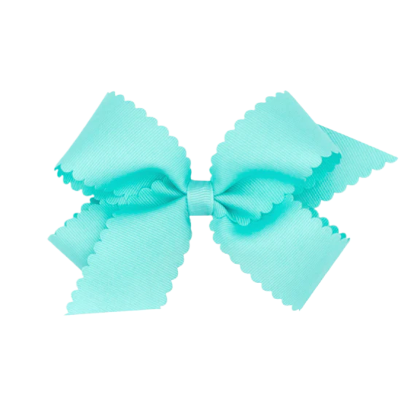 Wee Ones Wee Ones Medium New Aqua Scallop Edge Bow