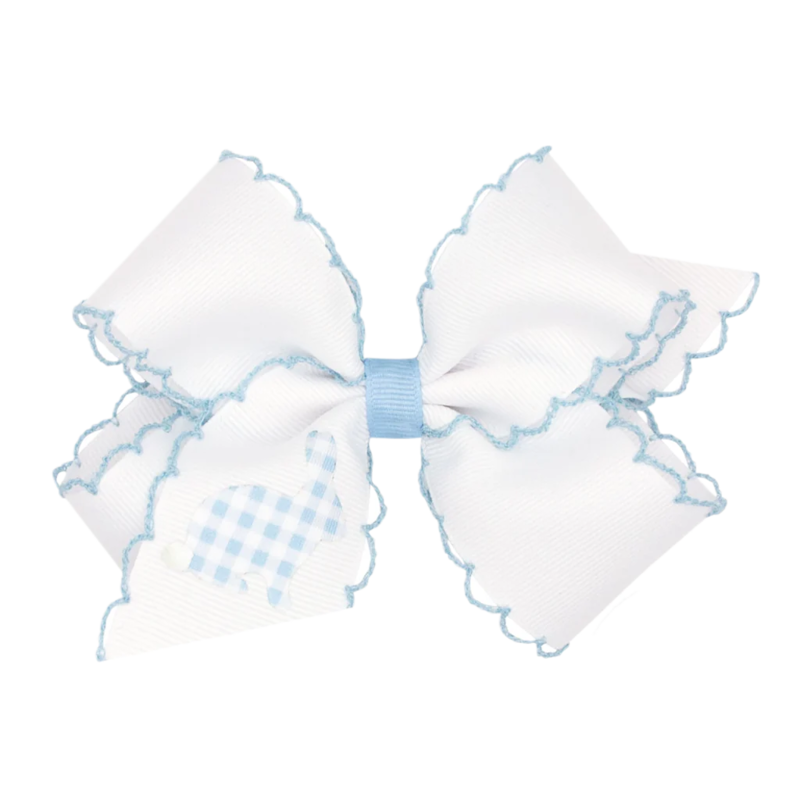 Wee Ones Wee Ones Medium Millennium Blue Gingham Bunny Bow