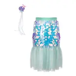 Great Pretenders Great Pretenders Bling Bling Mint Mermaid Skirt & Hairclip Set