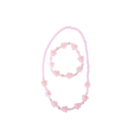 Great Pretenders Great Pretenders Pink Crystal Blooms Necklace & Bracelet Set