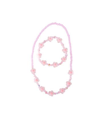 Great Pretenders Great Pretenders Pink Crystal Blooms Necklace & Bracelet Set