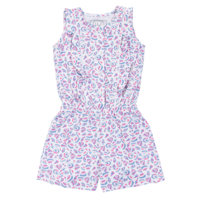Lila + Hayes Lila + Hayes Lola Romper - Seashells On The Seashore