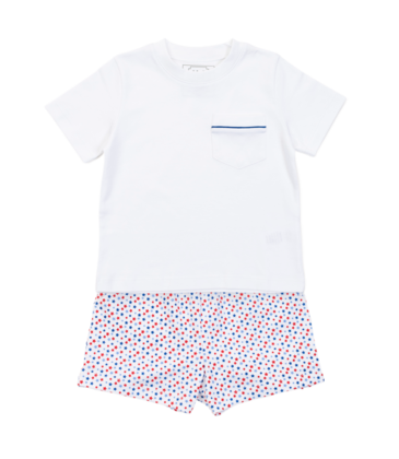Patriotic Floral Poppy Girl's Short Set by Lila & Hayes main image 1