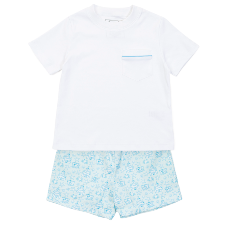 Lila + Hayes Lila + Hayes Hudson Short Set - Sandcastles Blue