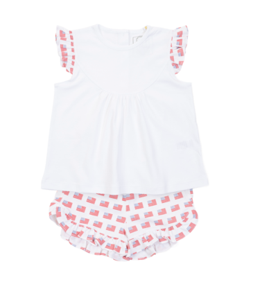 Patriotic Floral Poppy Girl's Short Set by Lila & Hayes