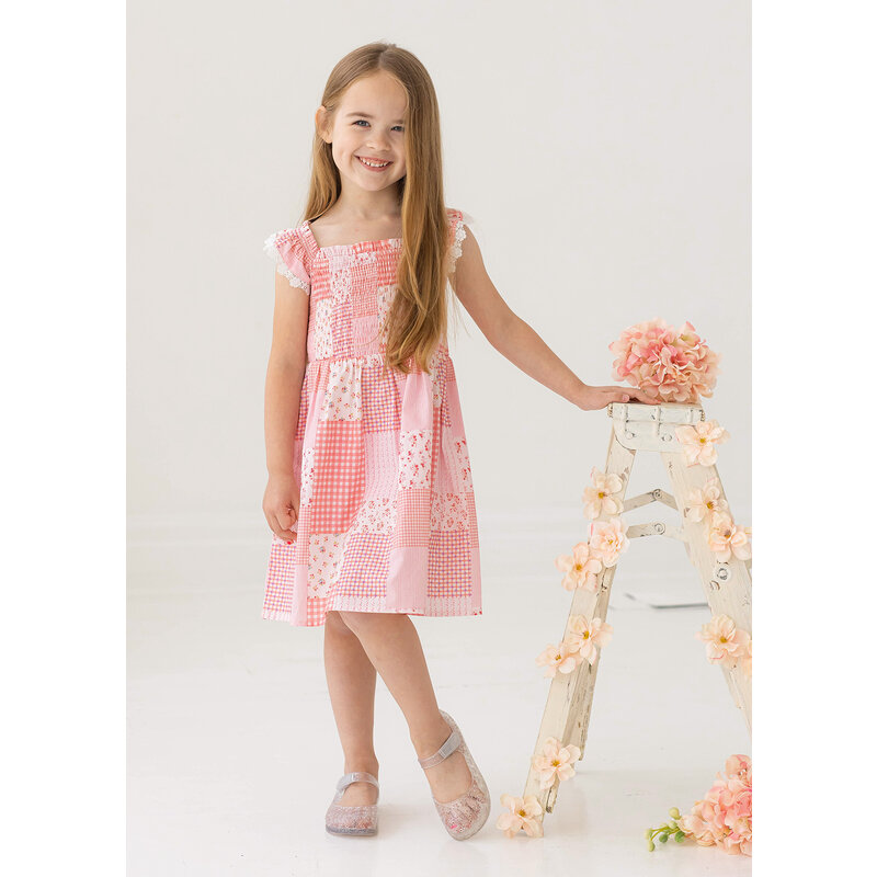 Isobella & Chloe Isobella & Chloe Pink Patchwork Lacy Dress