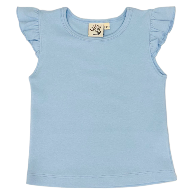 Luigi Luigi Sky Blue Flutter Sleeve Top