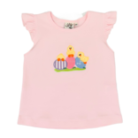 Luigi Luigi Chicks & Easter Eggs Flutter Sleeve Top