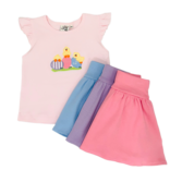 Luigi Luigi Chicks & Easter Eggs Flutter Sleeve Top