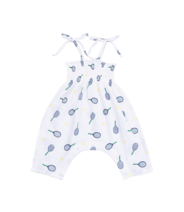 Angel Dear Angel Dear Tie Strap Smocked Romper - Tennis