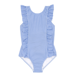 Minnow Swim Sky Blue Gingham Ruffle 1pc