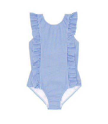 Minnow Swim Sky Blue Gingham Ruffle 1pc