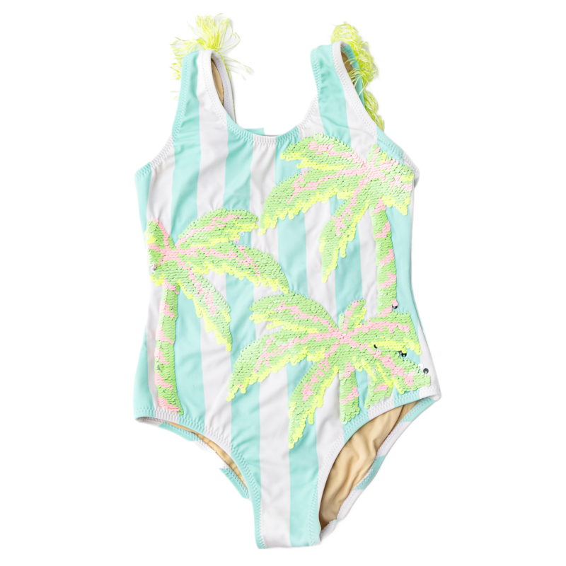 Shade Critters Palm Stripe Sequin Fringe Back 1pc