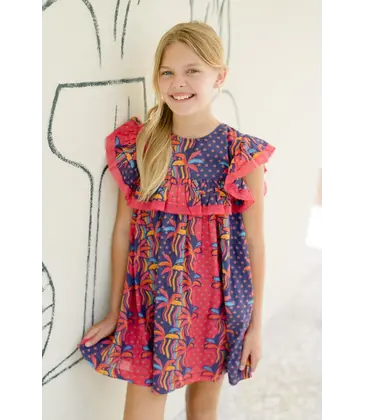 Briton Court Briton Court Navy Madeline Yoke Dress