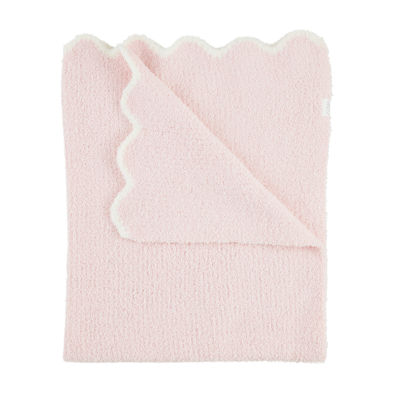 Mud Pie Mud Pie Pink Scallop Chenille Blanket