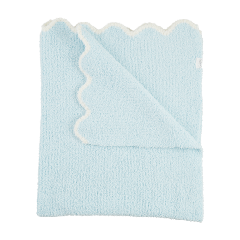 Mud Pie Mud Pie Blue Scallop Chenille Blanket