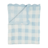 Mud Pie Mud Pie Blue Gingham Scallop Chenille Blanket