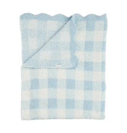 Mud Pie Mud Pie Blue Gingham Scallop Chenille Blanket