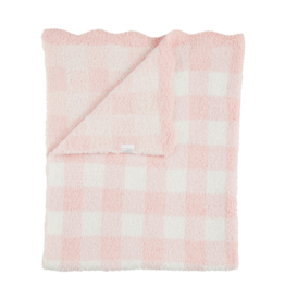 Mud Pie Mud Pie Pink Gingham Scallop Chenille Blanket
