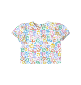 Nella June Nella June Puff Sleeve Blouse - Rainbow Doodle