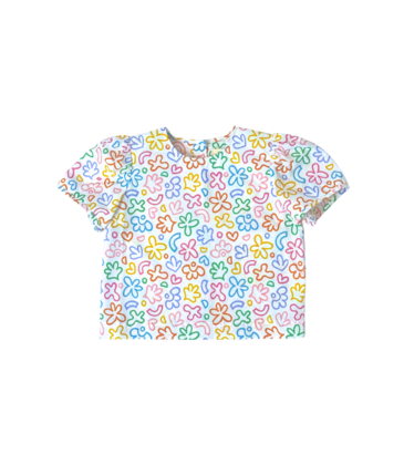 Nella June Nella June Puff Sleeve Blouse - Rainbow Doodle