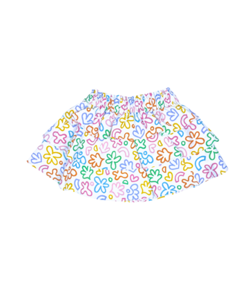 Nella June Nella June Ruffle Skirt - Rainbow Doodle