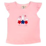 Luigi Luigi Patriotic Unicorn Flutter Sleeve Top