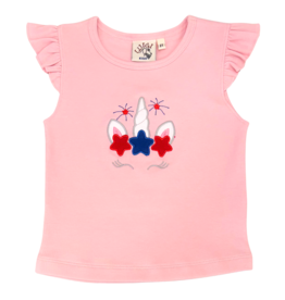 Luigi Luigi Patriotic Unicorn Flutter Sleeve Top
