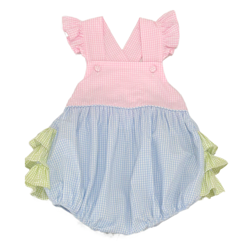 Zuccini Zuccini Colorblock Vera Bubble - Pink/Blue/Green Seersucker