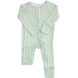 The Uptown Baby The Uptown Baby Sage Gingham Zipper Romper