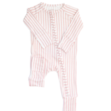 The Uptown Baby The Uptown Baby Pink Mini Stripe Zipper Romper