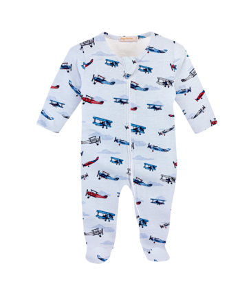 Baby Club Chic Baby Club Chic Patriotic Airplanes Zipper Footie