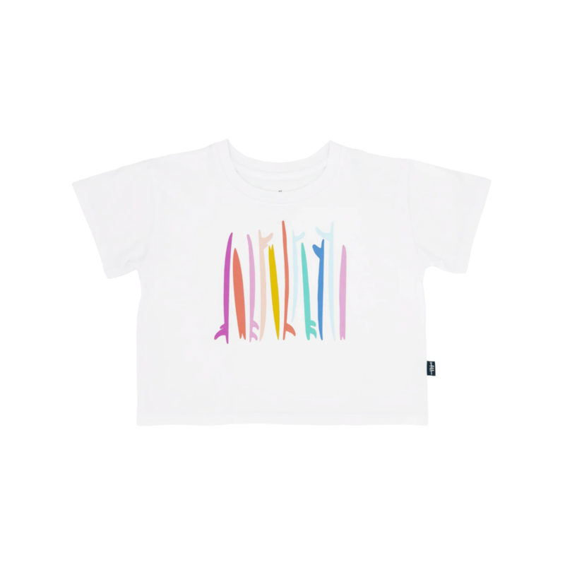 Feather 4 Arrow Feather 4 Arrow Rainbow Surf Crop Tee - White