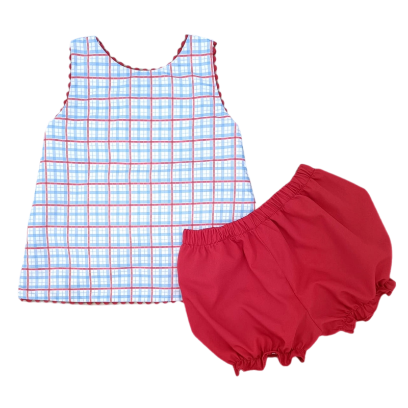 James & Lottie James & Lottie Patriotic Plaid Sammy Bloomer Set