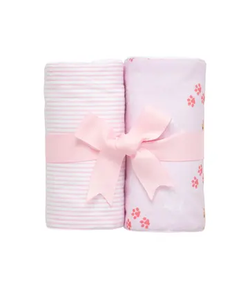 3 Marthas 3 Marthas Pink Puppy Set of Two Burp Cloths