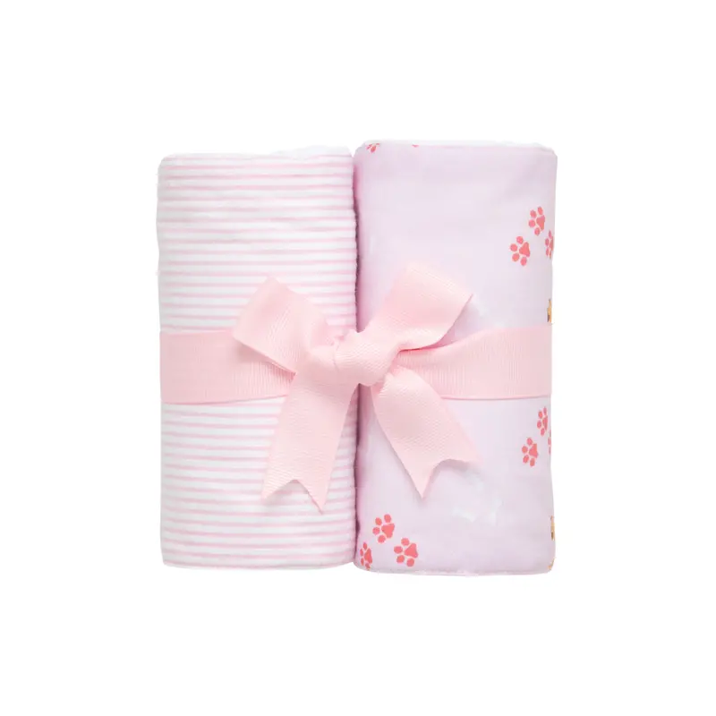 3 Marthas 3 Marthas Pink Puppy Set of Two Burp Cloths
