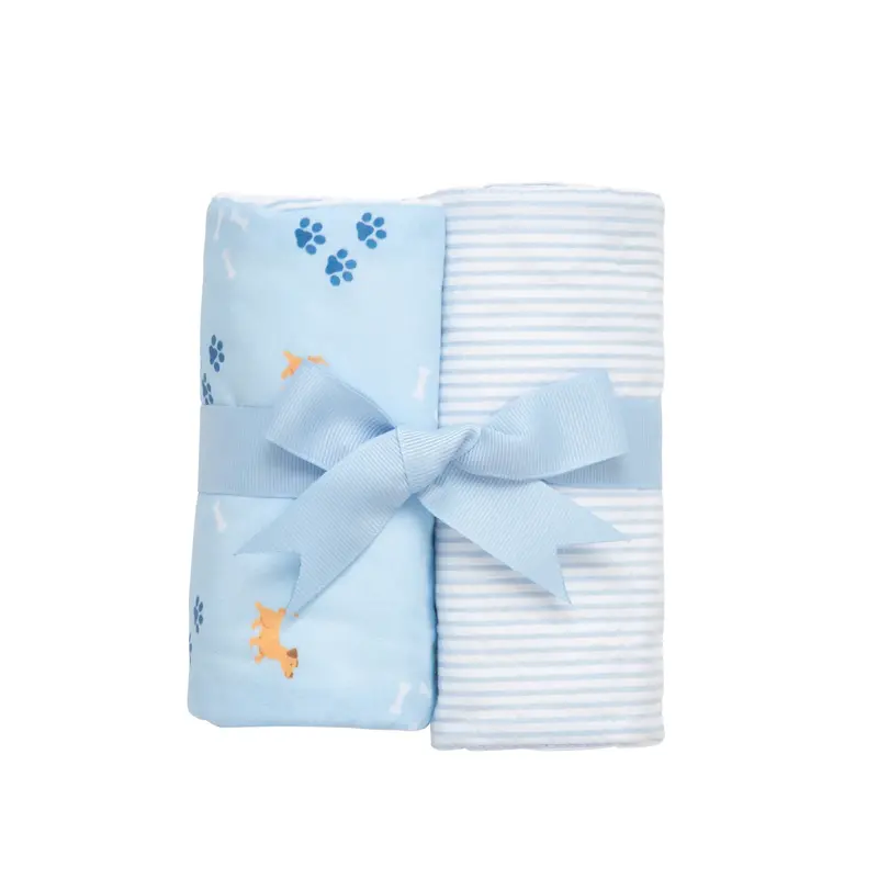 3 Marthas 3 Marthas Blue Puppy Set of Two Burp Cloths