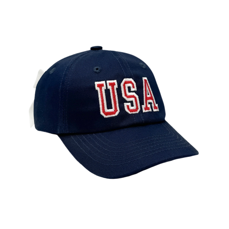 Bits & Bows Bits & Bows Navy USA Bow Baseball Hat (Youth)