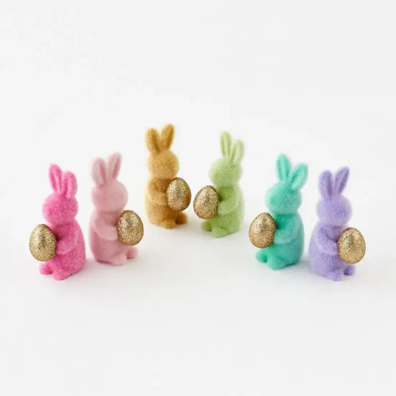 One Hundred 80° Flocked Bunny w/ Gold Egg