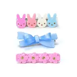 Lilies & Roses Bunnies Flowers Pink & Bow Hair Clips