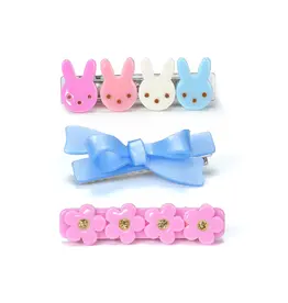 Lilies & Roses Bunnies Flowers Pink & Bow Hair Clips